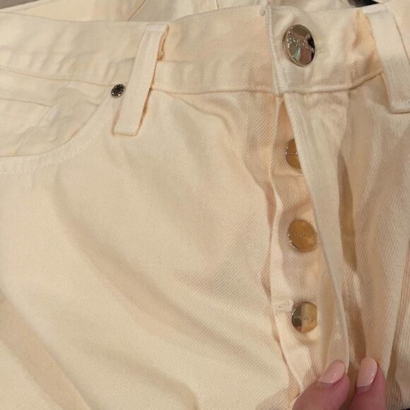 Goldsign Low Slung Straight Blonde Cigarette Cotton Neutral Jeans Midrise Sz 27 - Picture 13 of 13